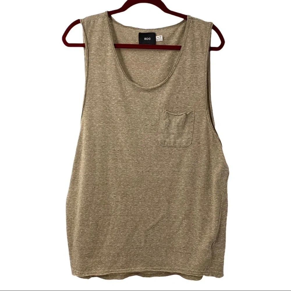 BDG Tan Speckled Sleeveless Pocket Tank Top